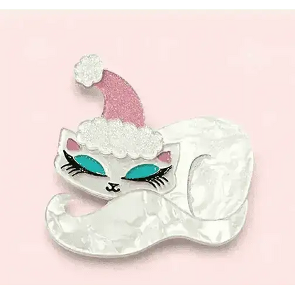 Christmas Cat Nap Brooch by Miss Fluff x Lipstick & Chrome Cartsfy Inc.