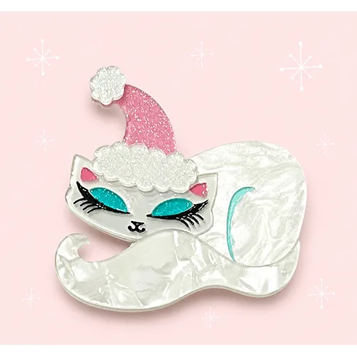 Christmas Cat Nap Brooch by Miss Fluff x Lipstick & Chrome