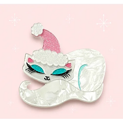 Christmas Cat Nap Brooch by Miss Fluff x Lipstick & Chrome