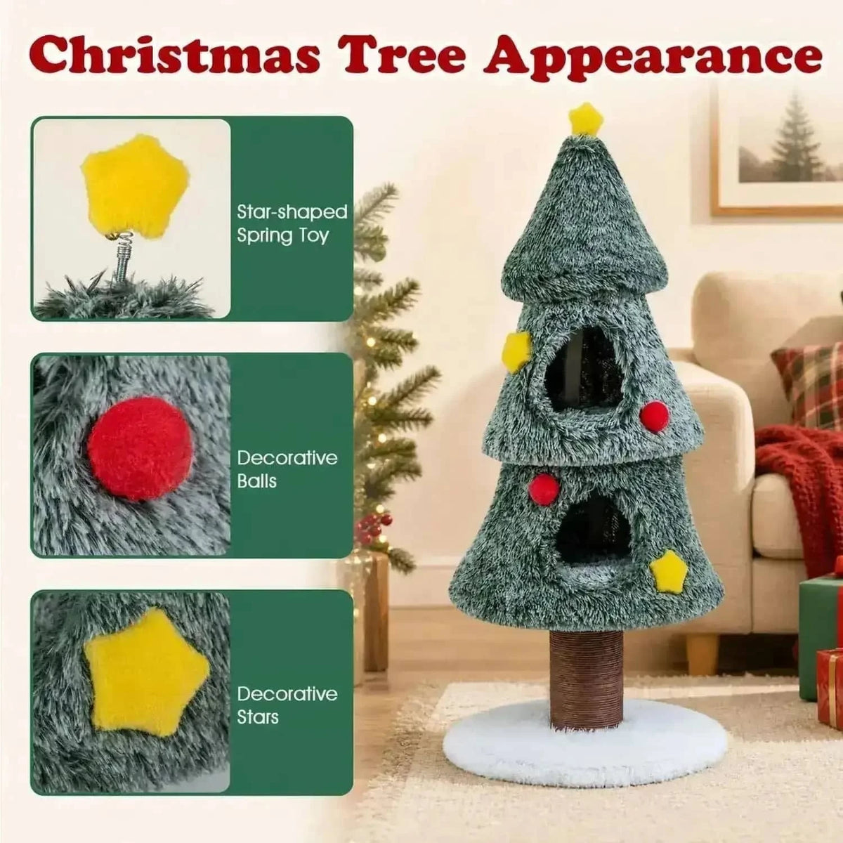 Christmas Cat Tree with 2 Condos & Scratching Post Cartsfy Inc.