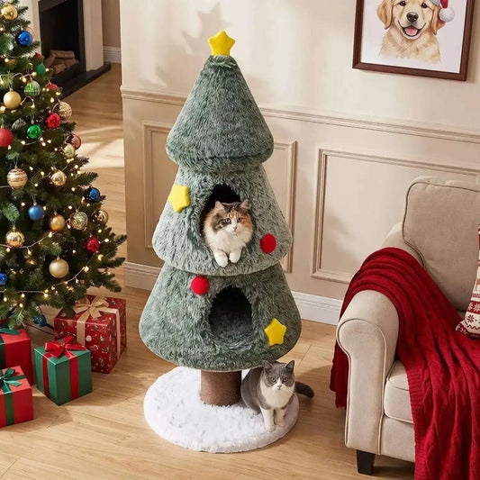 Christmas Cat Tree with 2 Condos & Scratching Post Cartsfy Inc.
