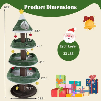 Christmas Cat Tree with 3 Platforms & Top Perch DirectDeals Default Title Default Title-