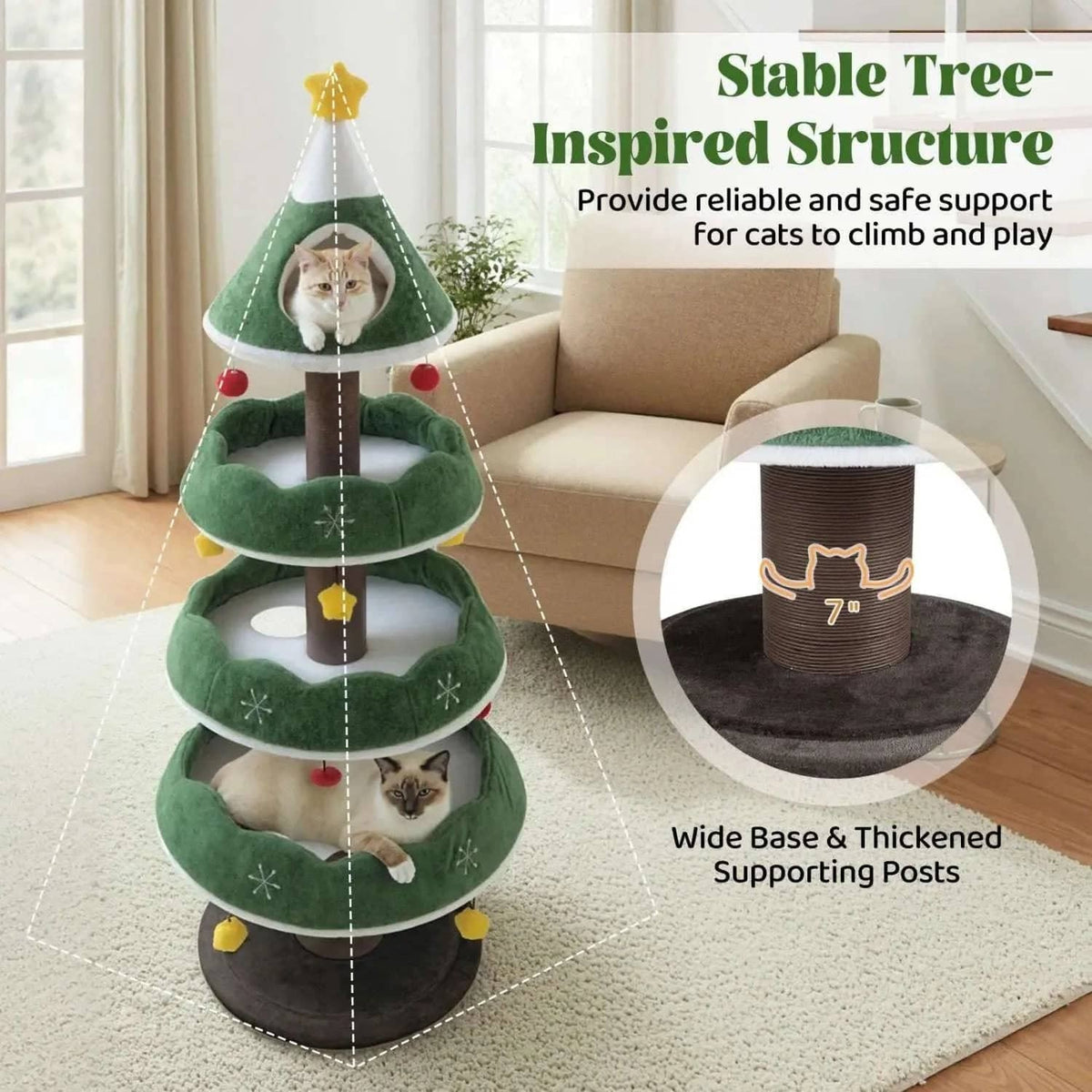Christmas Cat Tree with 3 Platforms & Top Perch DirectDeals Default Title Default Title-