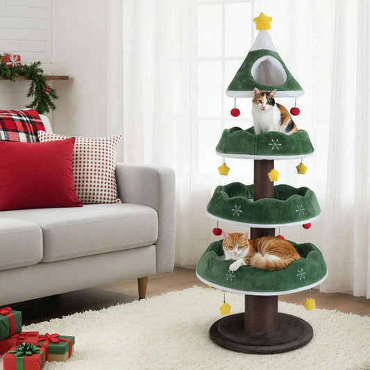 Christmas Cat Tree with 3 Platforms & Top Perch DirectDeals Default Title Default Title-