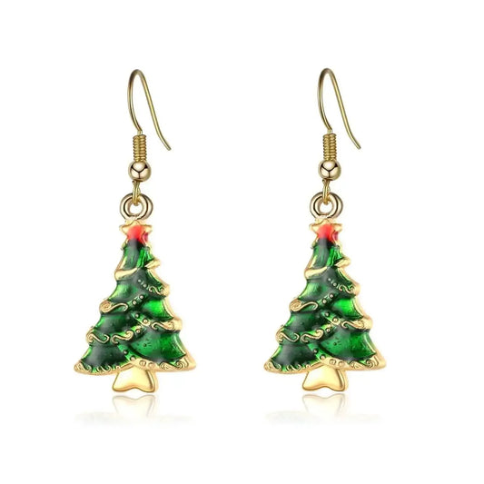 Christmas Ear Decor Hooks Creative Ladies Holiday Earrings DailySale Snowflake Christmas Tree Fawn Snowflake-Christmas Tree-Fawn-Santa Claus-Red Snowman-Green Snowman-