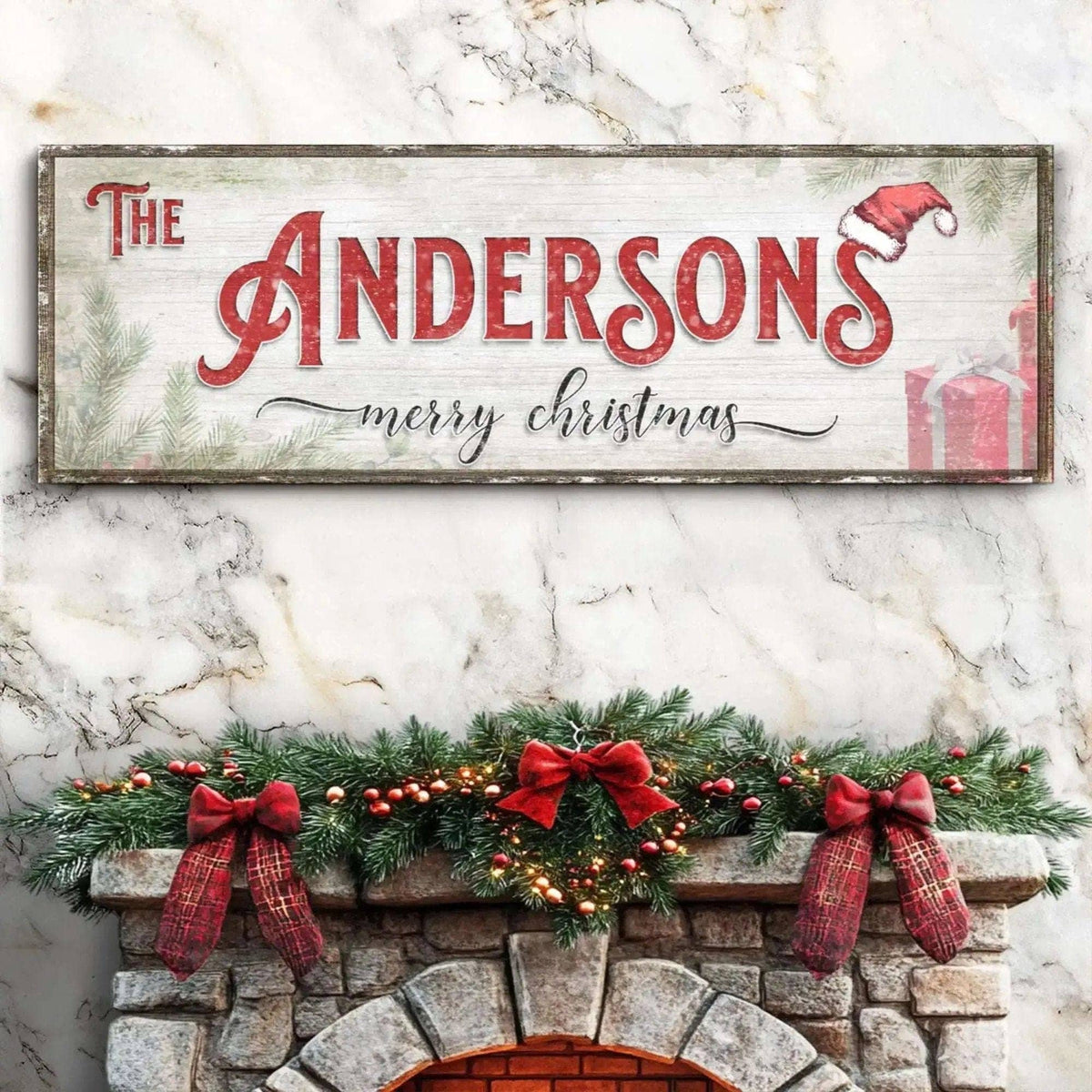 Christmas Family Name Sign V Tailored Canvases 8x24 inch Medium Premium Gallery Wrapped 12x36 inch Medium Premium Gallery Wrapped 16x48 inch Large Premium Gallery Wrapped 8x24 inch Medium Premium Gallery Wrapped-12x36 inch Medium Premium Gallery Wrapped-16x48 inch Large Premium Gallery Wrapped-