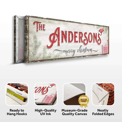 Christmas Family Name Sign V Tailored Canvases 8x24 inch Medium Premium Gallery Wrapped 12x36 inch Medium Premium Gallery Wrapped 16x48 inch Large Premium Gallery Wrapped 8x24 inch Medium Premium Gallery Wrapped-12x36 inch Medium Premium Gallery Wrapped-16x48 inch Large Premium Gallery Wrapped-