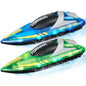 Remote-control racing boat set: blue and green speed boats