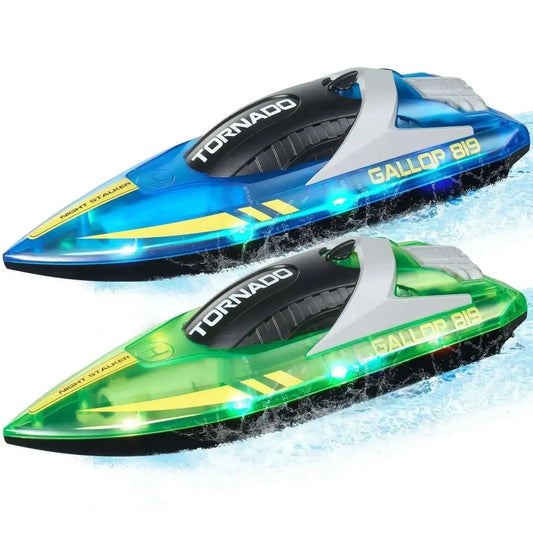 Christmas gifts! 2 PCS RC Boat 2.4 GHz Remote Control Racing Boat 12 km/h Kids Adults Gift VYSN Boat / Blue + Green Boat / Blue + Orange Boat / Blue + Green-Boat / Blue + Orange-
