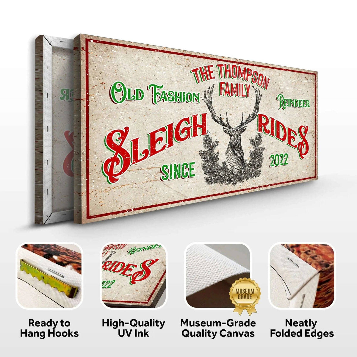 Christmas Reindeer Sign Tailored Canvases 20x10 inch Medium Premium Gallery Wrapped 48x24 inch Large Premium Gallery Wrapped 60x30 inch Extra Large Premium Gallery Wrapped 20x10 inch Medium Premium Gallery Wrapped-48x24 inch Large Premium Gallery Wrapped-60x30 inch Extra Large Premium Gallery Wrapped-