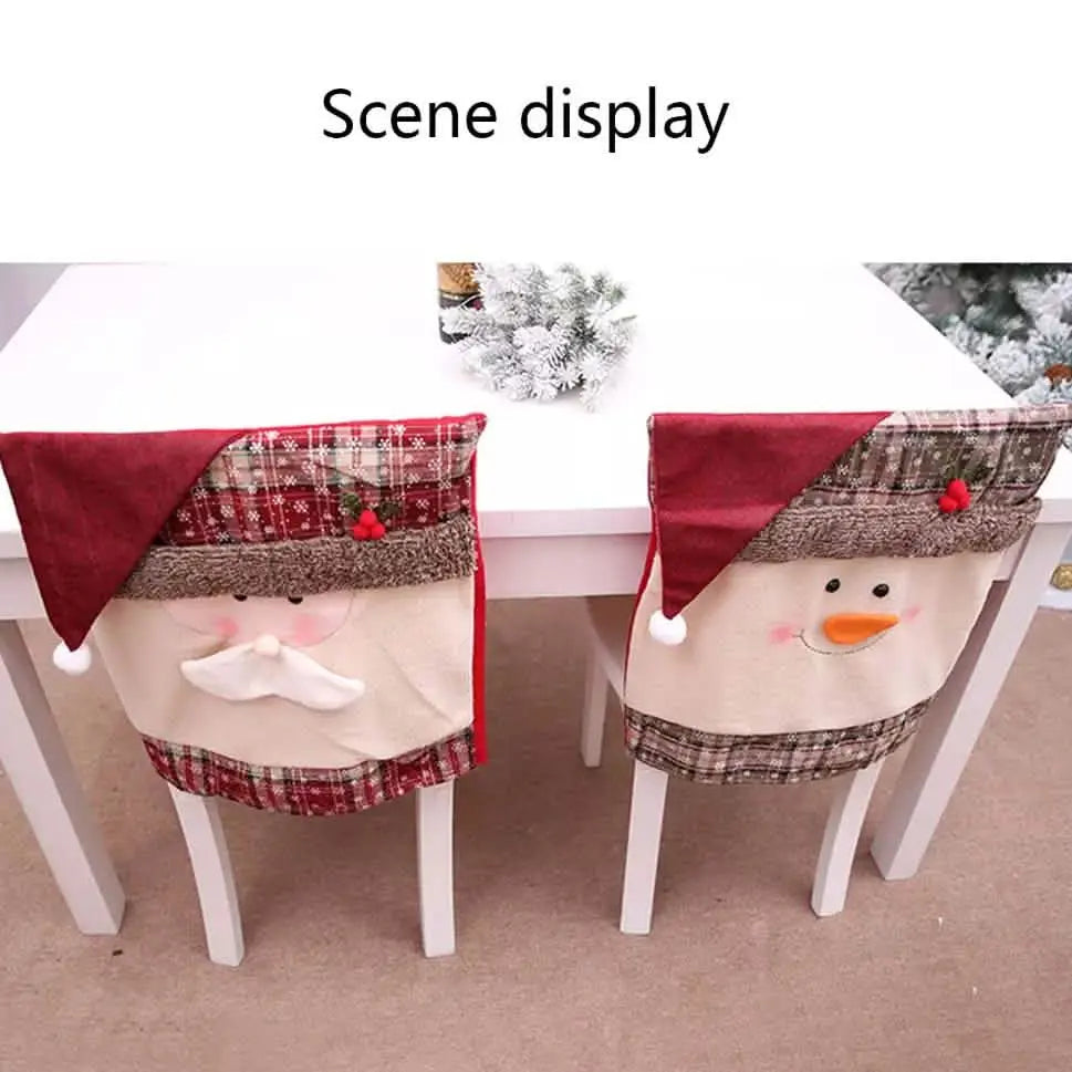 Christmas Santa Claus Snowman Chair Cover