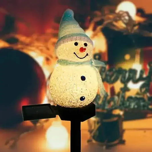 Christmas Snowman Light Solar DailySale Pink Red Blue Pink-Red-Blue-