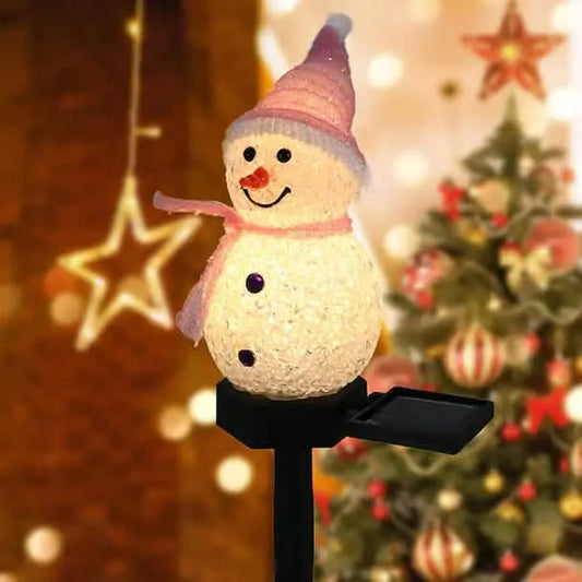 Christmas Snowman Light Solar DailySale Pink Red Blue Pink-Red-Blue-