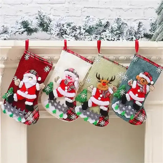 Christmas Stocking Gift Bag DailySale Santa Claus Elk Bear Santa Claus-Elk-Bear-Snowman-