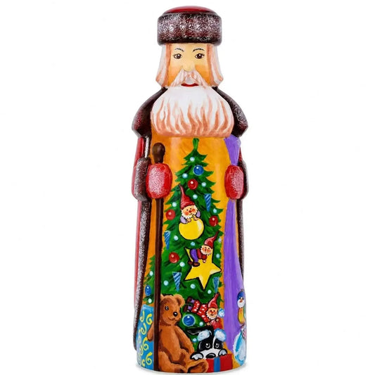 Christmas Tree with Gifts Hand Carved Wooden Santa Figurine 7.25 Inches Cartsfy Inc.