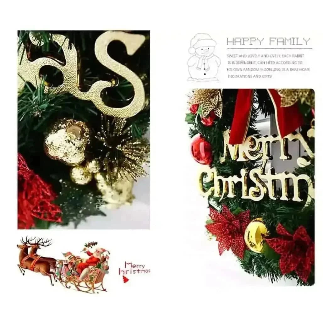 Christmas Xmas Wreath Home Door Wall Ornament Garland Bowknot Party Decoration Cartsfy Inc.