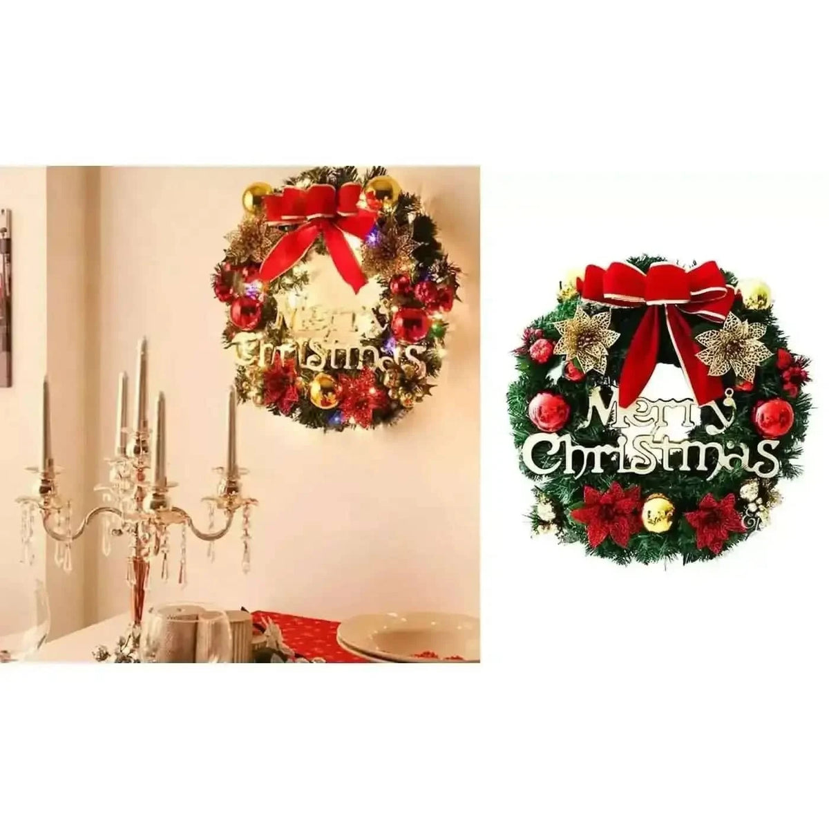 Christmas Xmas Wreath Home Door Wall Ornament Garland Bowknot Party Decoration Cartsfy Inc.