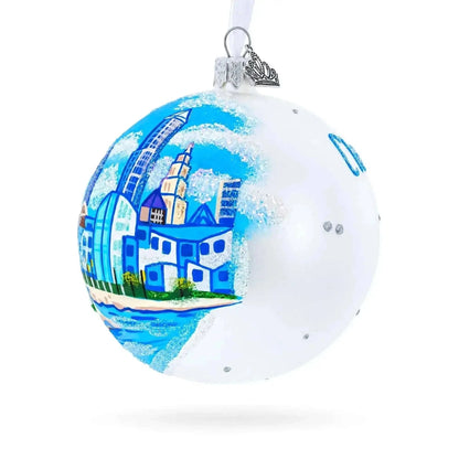 Cityscape of Cleveland, Ohio Glass Ball Christmas Ornament Cartsfy Inc.
