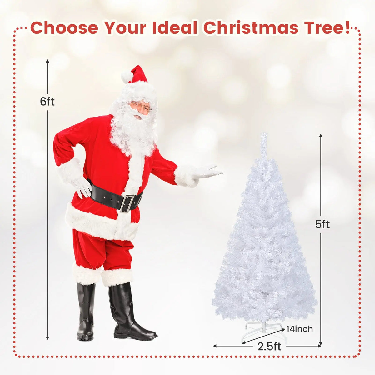 8 ft White Artificial PVC Christmas Tree with Stand