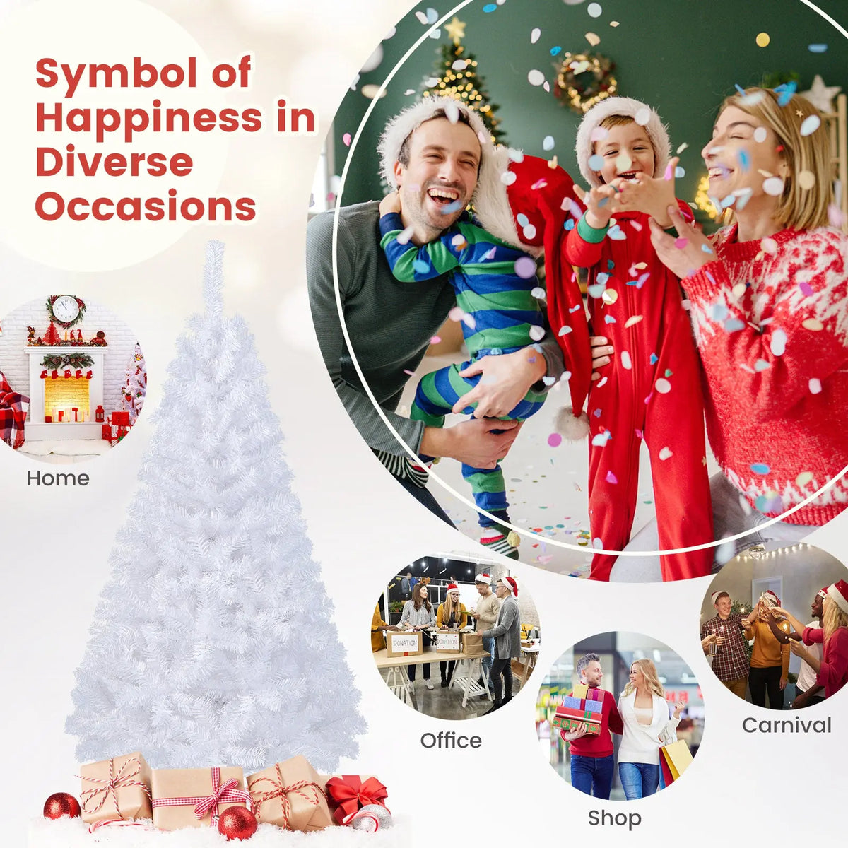 8 ft White Artificial PVC Christmas Tree with Stand