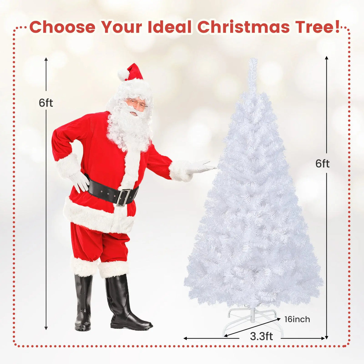 8 ft White Artificial PVC Christmas Tree with Stand