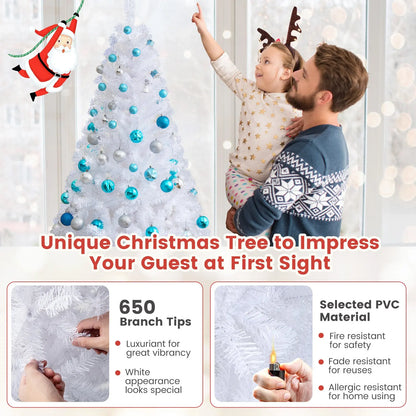 8 ft White Artificial PVC Christmas Tree with Stand