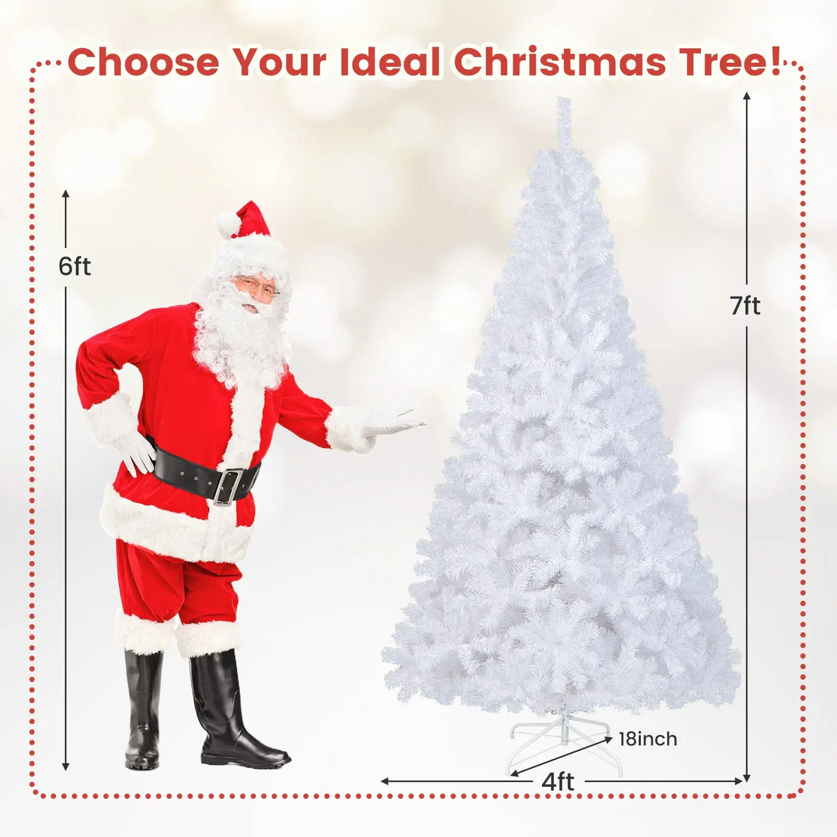8 ft White Artificial PVC Christmas Tree with Stand