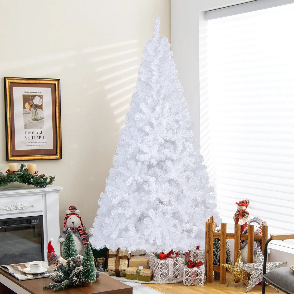 8 ft White Artificial PVC Christmas Tree with Stand