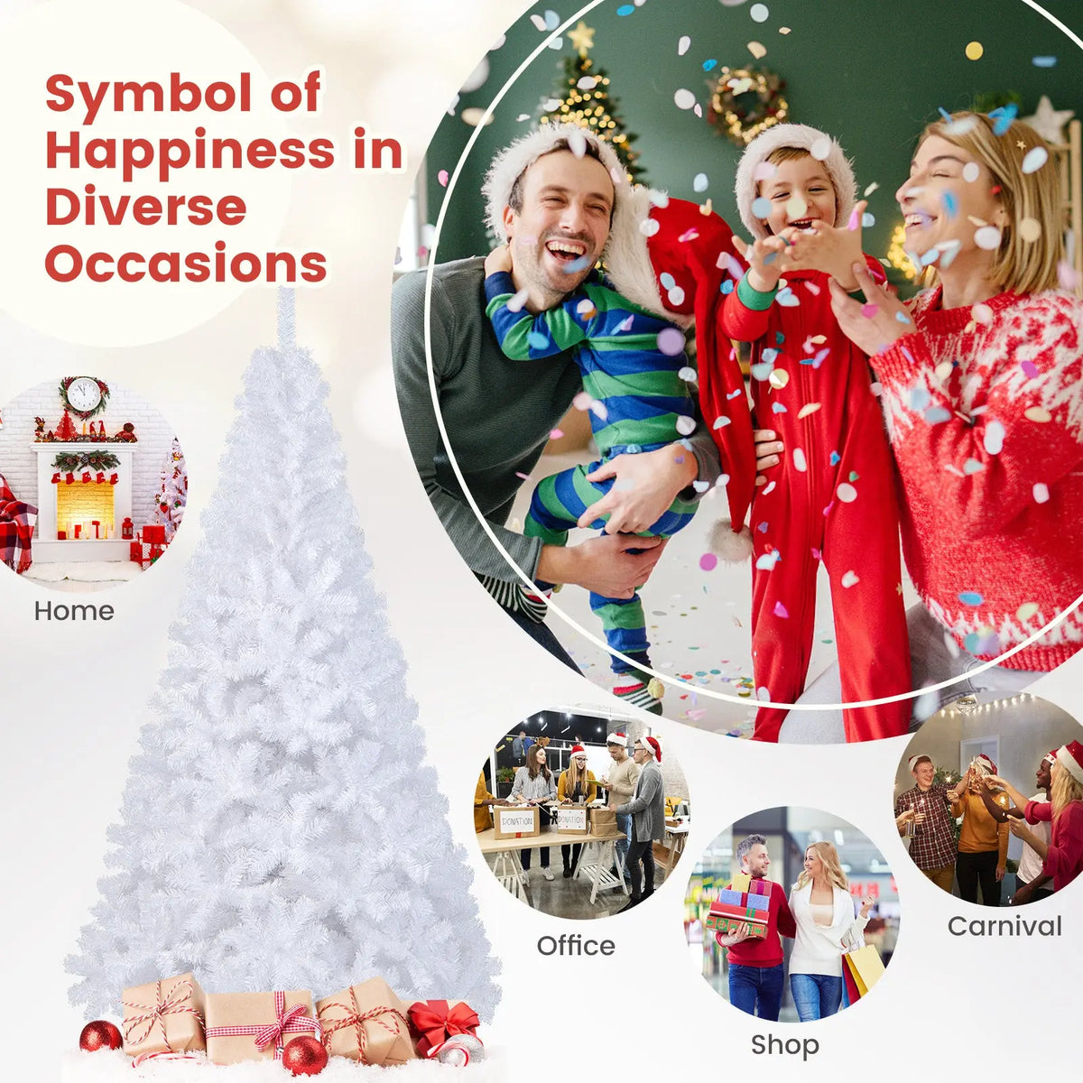 8 ft White Artificial PVC Christmas Tree with Stand
