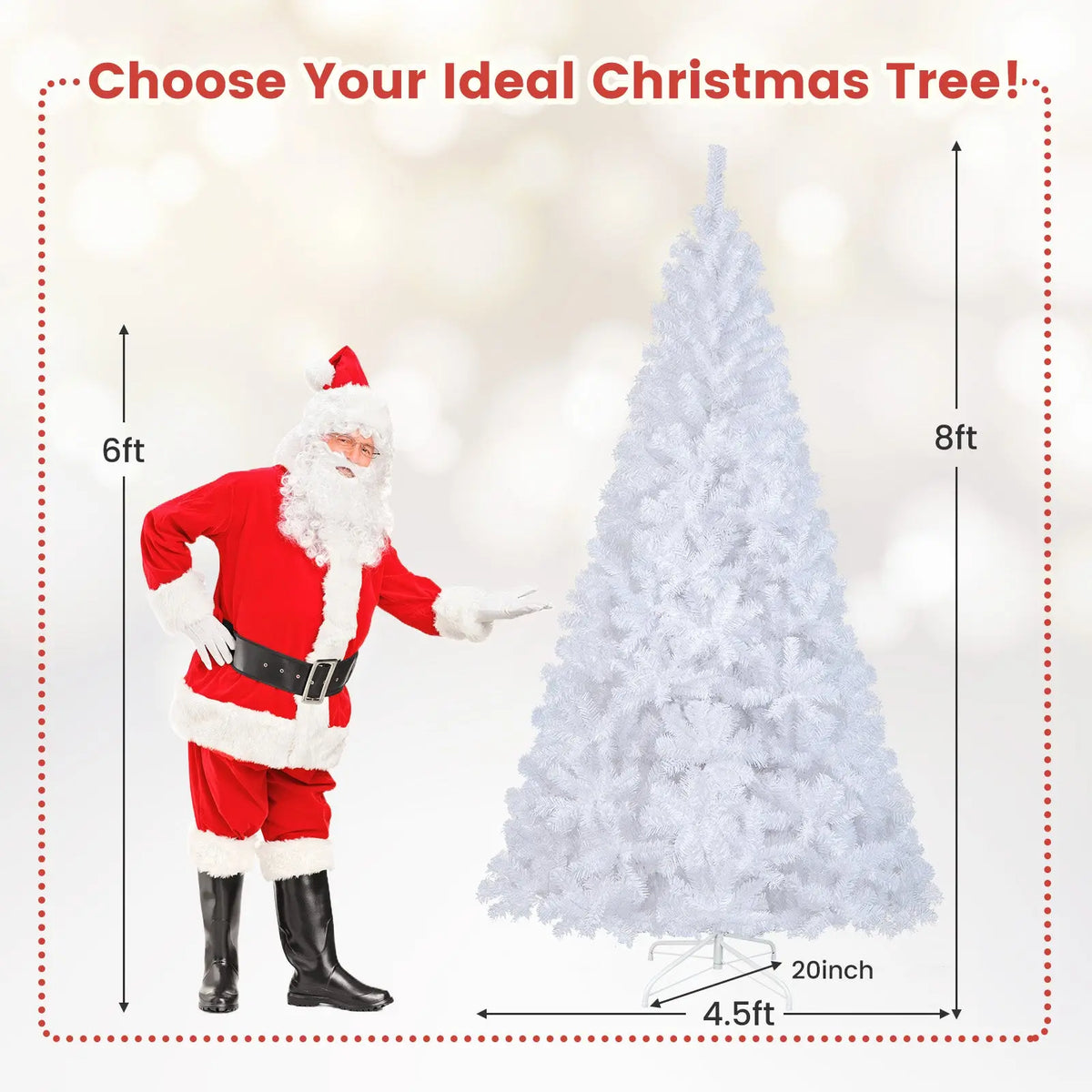 8 ft White Artificial PVC Christmas Tree with Stand