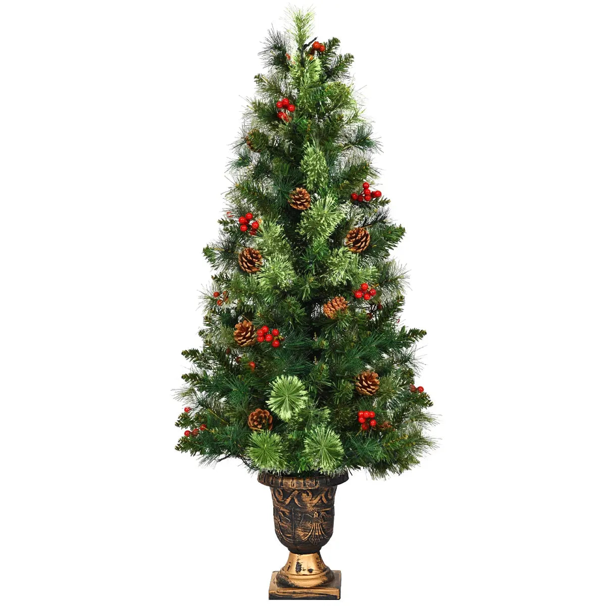 LED Christmas Tree with Red Berries Pine Cones
