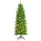 6 Feet PVC Hinged Pre-lit Artificial Fir Pencil Christmas Tree with 150 Lights