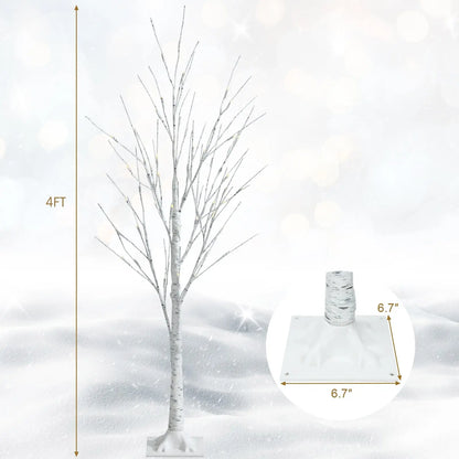 Pre-lit White Twig Birch Tree for Christmas Holiday with LED Lights