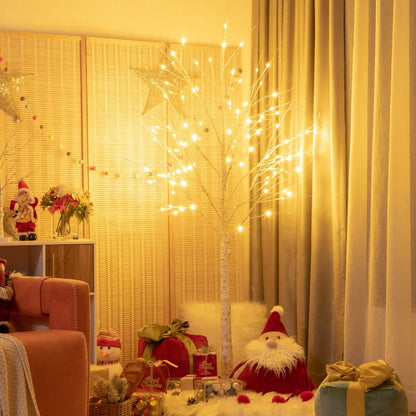 Pre-lit White Twig Birch Tree for Christmas Holiday with LED Lights