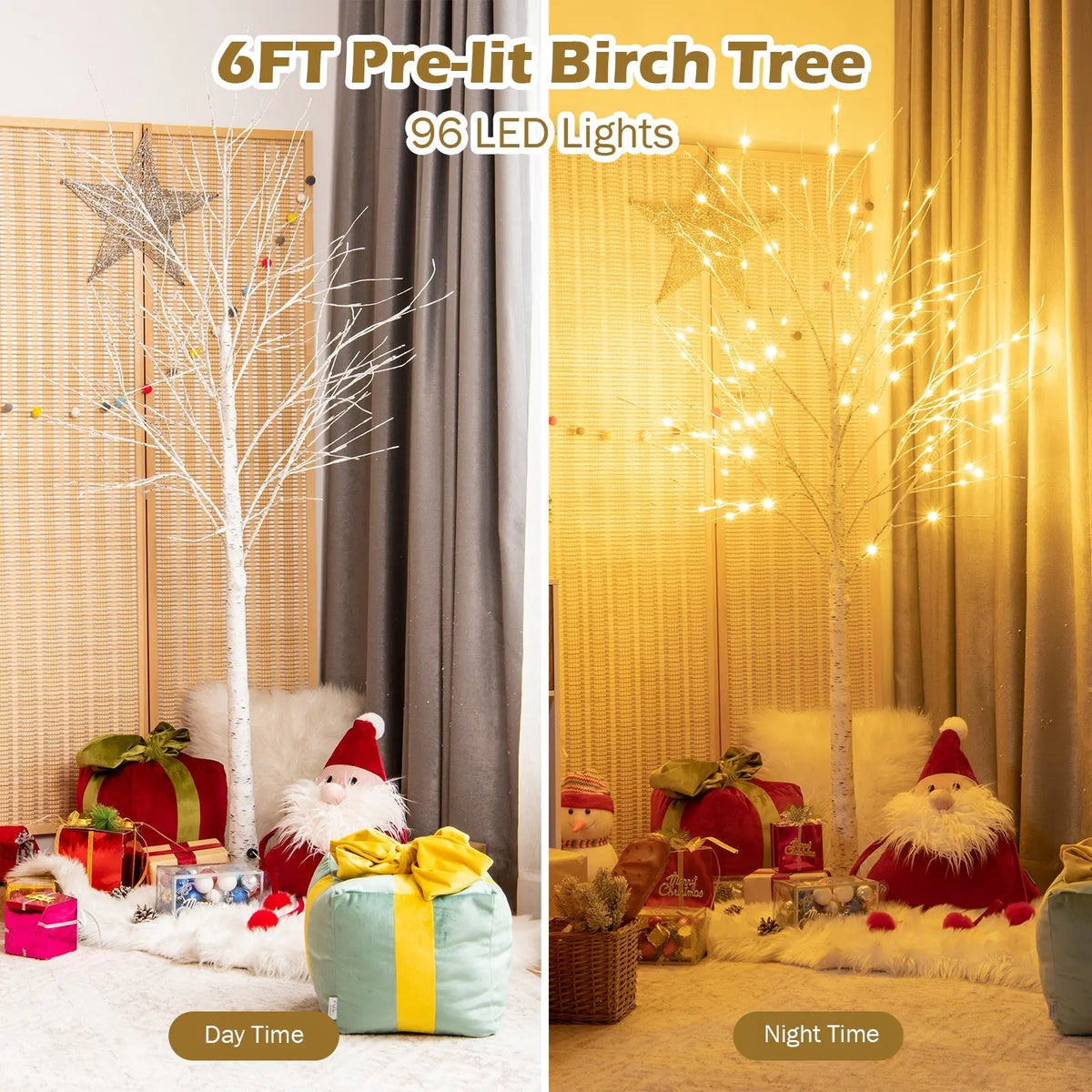 Pre-lit White Twig Birch Tree for Christmas Holiday with LED Lights