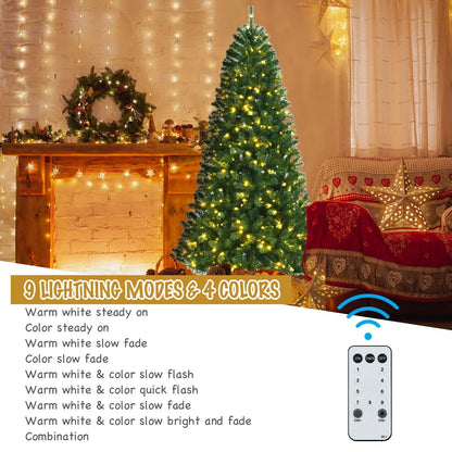 Artificial Hinged Christmas Tree with Remote-controlled Color-changing LED Lights