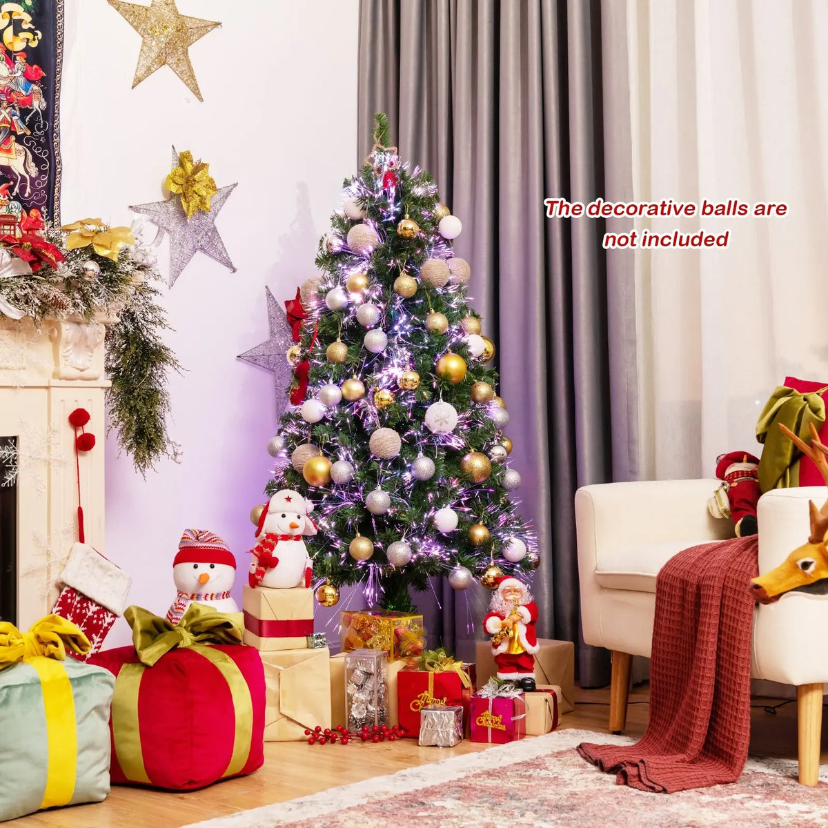 Pre-lit Multi-Colored Fiber Optic Spruce Artificial Christmas Tree