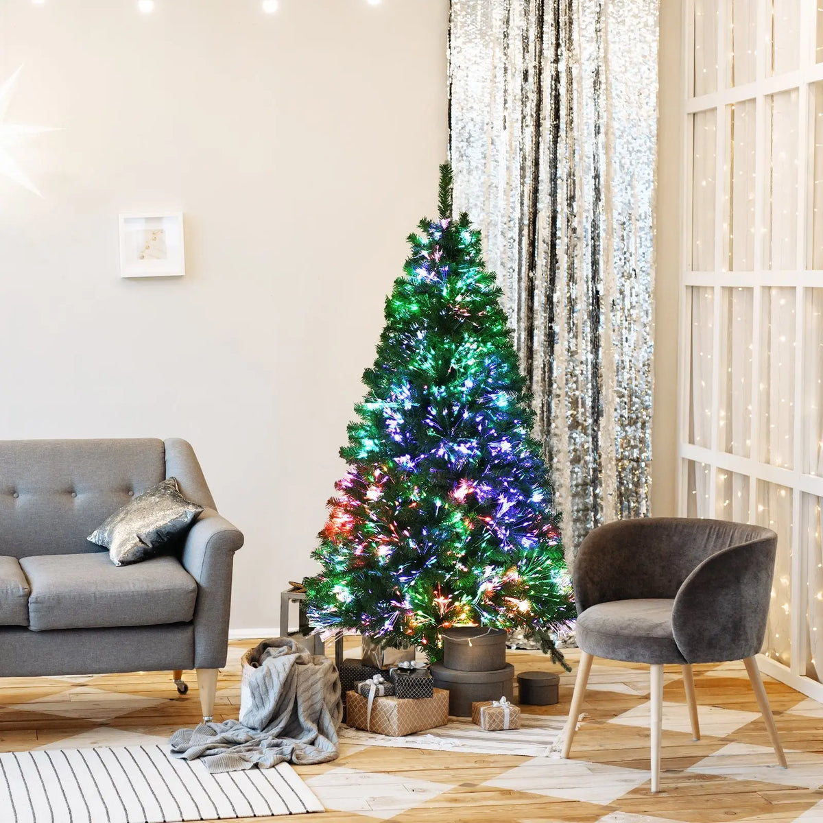 Pre-lit Multi-Colored Fiber Optic Spruce Artificial Christmas Tree