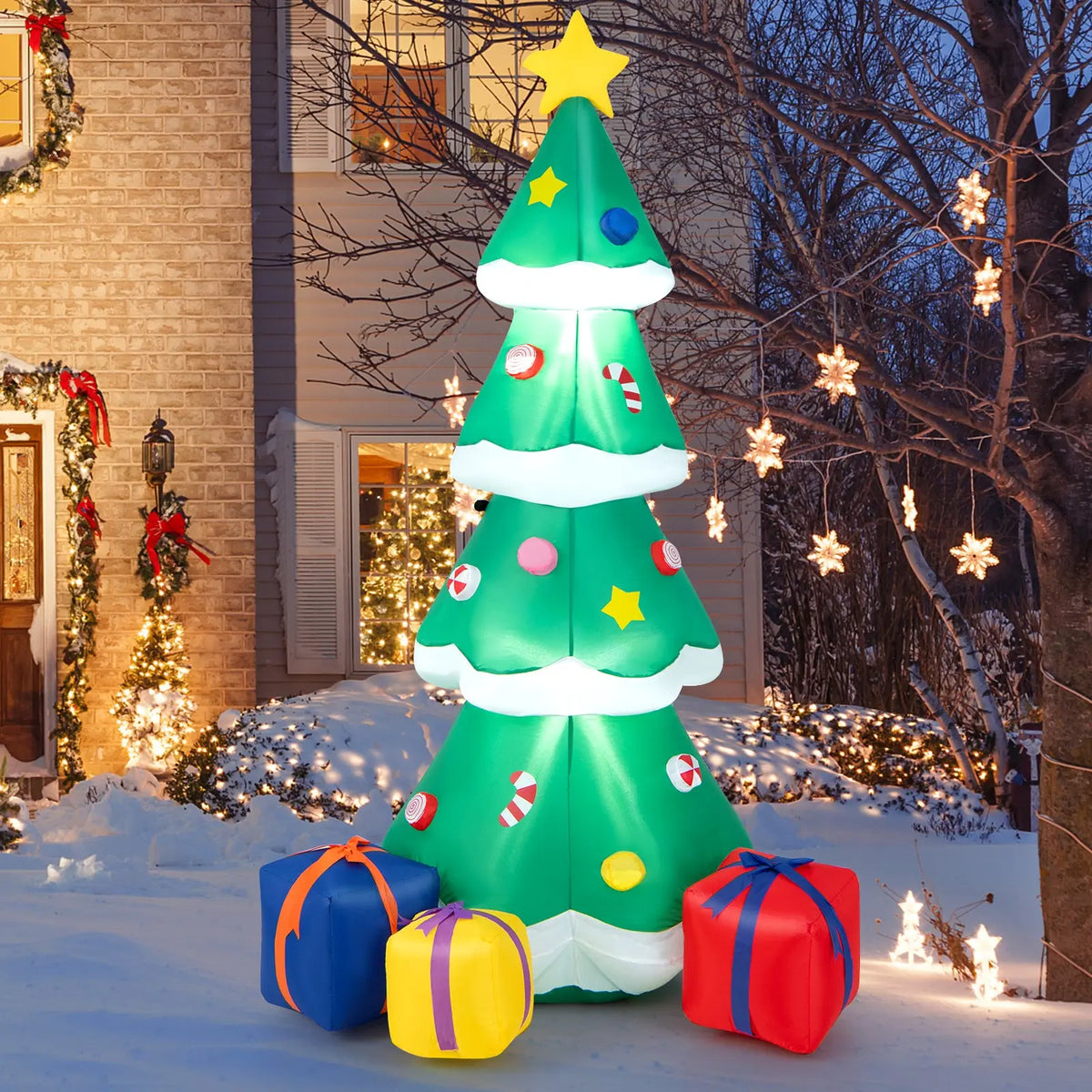 6 Feet Tall Blow up Christmas Tree with 3 Gift Boxes