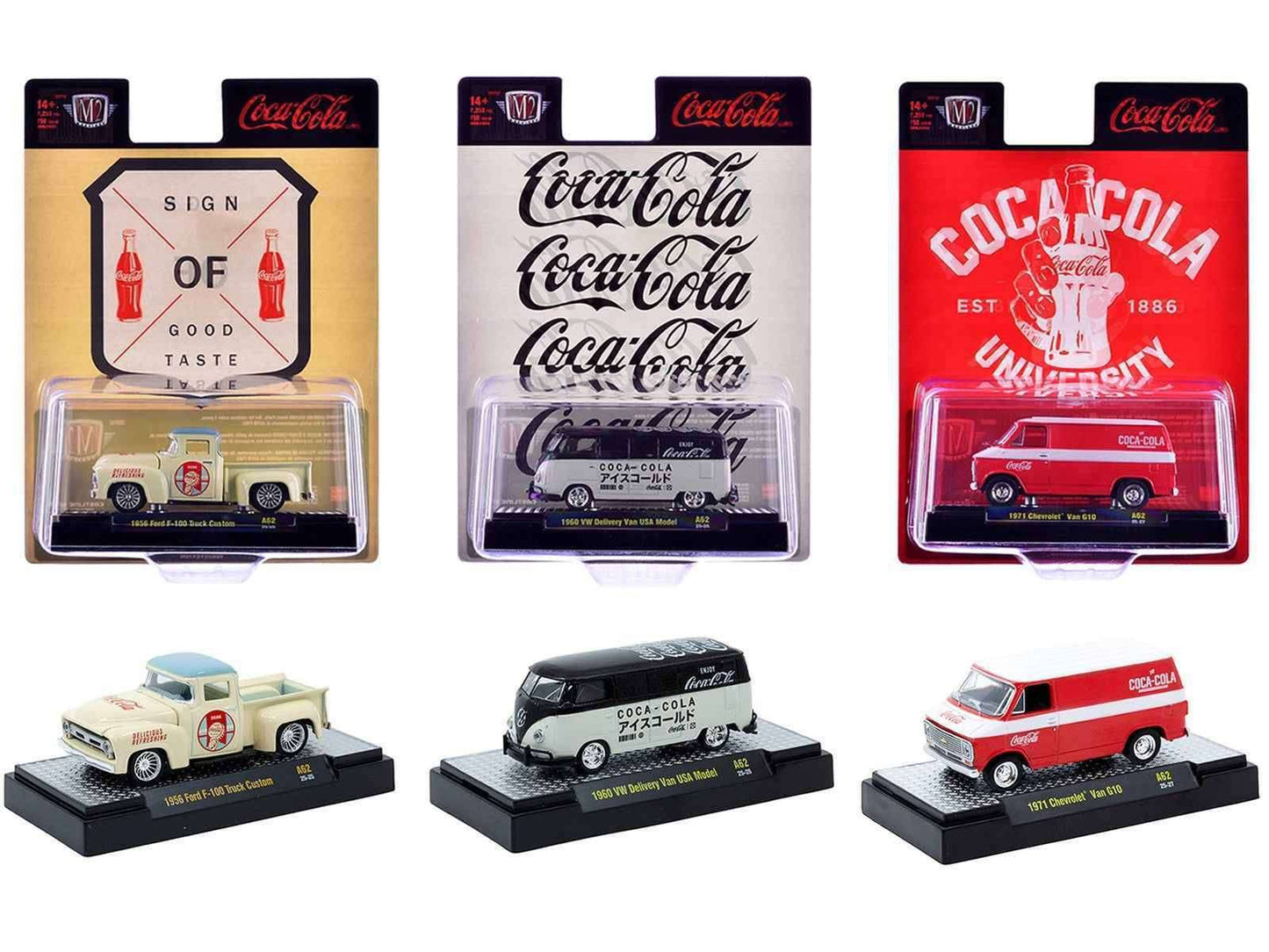 "Coca-Cola" Set of 3 pieces Release 62 Limited Edition to 8000 pieces Worldwide 1/64 Diecast Model Cars by M2 Machines Miniature Motors Default Title Default Title-