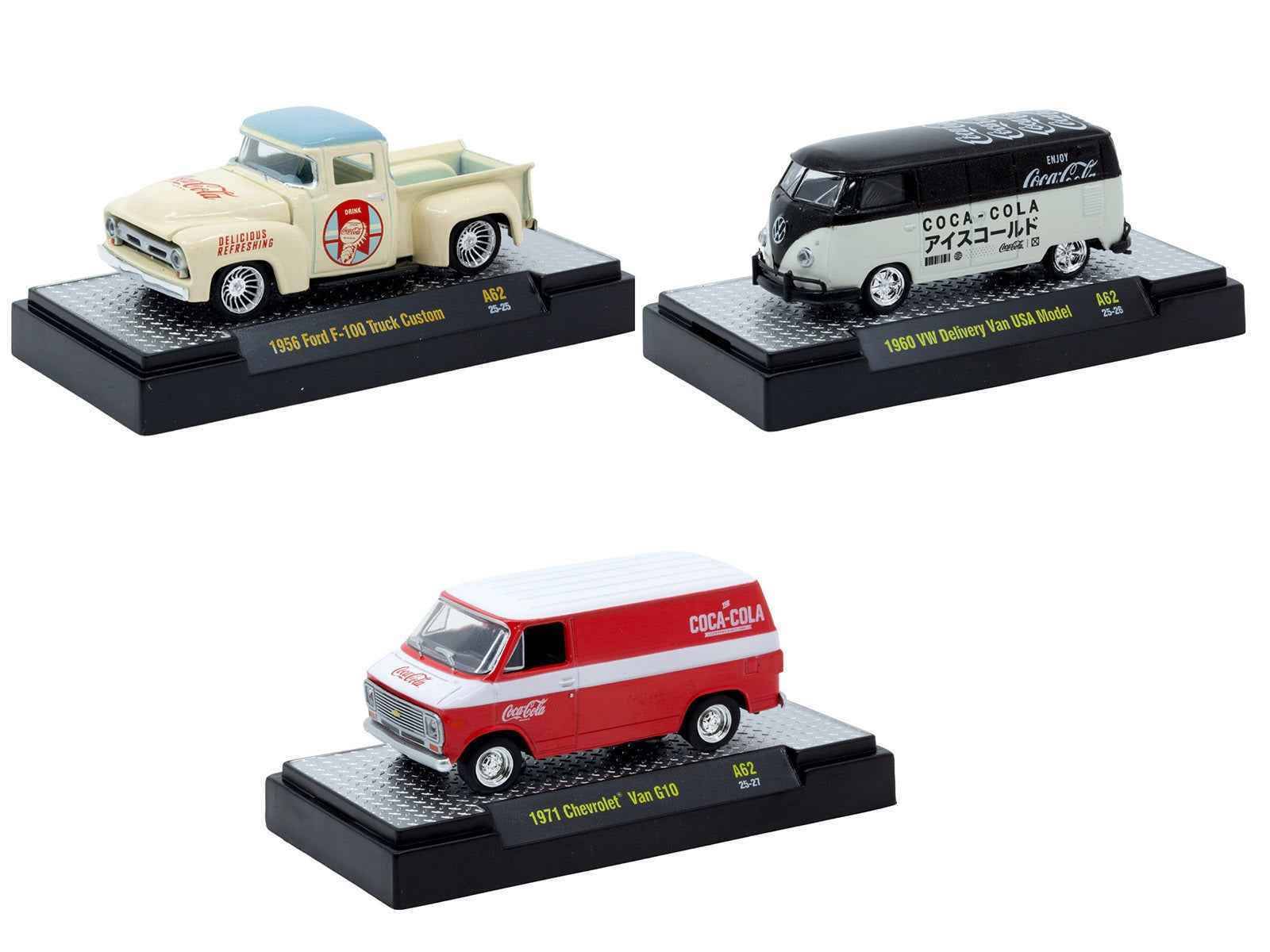 "Coca-Cola" Set of 3 pieces Release 62 Limited Edition to 8000 pieces Worldwide 1/64 Diecast Model Cars by M2 Machines Miniature Motors Default Title Default Title-