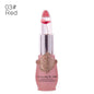 Red color-changing flower lip gloss in clear tube with pink base