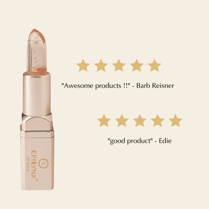 Color-changing flower lip gloss, orange floral tip on silver lipstick base