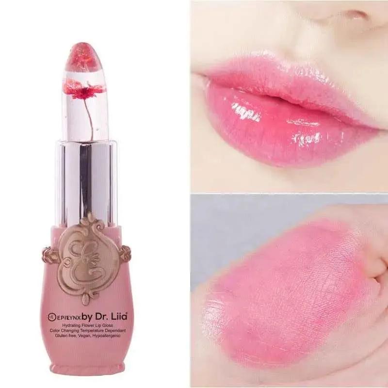 Color-Changing Flower Lip Gloss – Vegan, Gluten-Free, Hydrating Lip Balm EpiLynx pink flower #1 rose flower #2 red flower #3 pink flower #1-rose flower #2-red flower #3-yellow flower #4-green flower #5-purple flower #6-