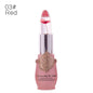 Red color-changing flower lip gloss in clear tube with pink base