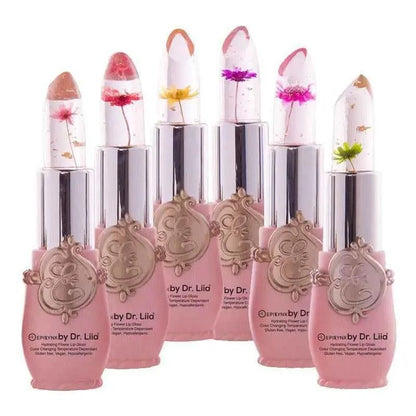 Color-Changing Flower Lip Gloss – Vegan, Gluten-Free, Hydrating Lip Balm EpiLynx pink flower #1 rose flower #2 red flower #3 pink flower #1-rose flower #2-red flower #3-yellow flower #4-green flower #5-purple flower #6-