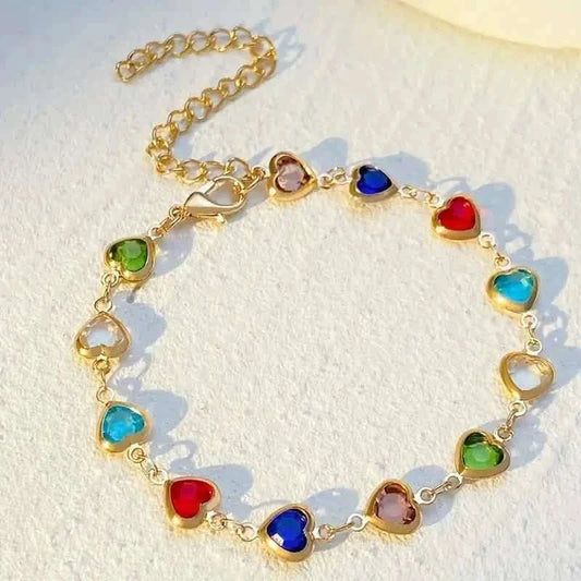 Colorful Heart-Shaped Zirconia Bracelet - Cartsfy Inc.