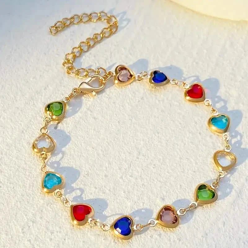 Colorful Heart - Shaped Zirconia Bracelet - Cartsfy Inc.