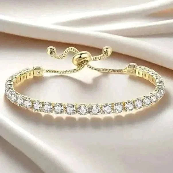 Copper Base with Plated Finish Synthetic Cubic Zirconia Inlay Adjustable Tennis Bracelet for Women Cartsfy Inc.