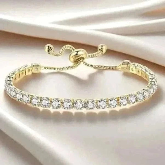 Copper Base with Plated Finish Synthetic Cubic Zirconia Inlay Adjustable Tennis Bracelet for Women Cartsfy Inc.